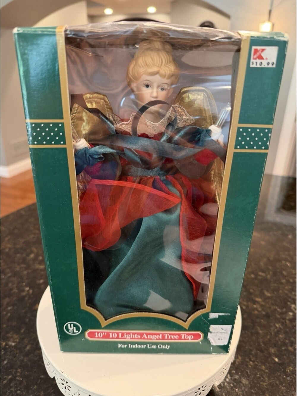 Vintage Kmart 10” Angel Tree Topper With Lights Works Tested